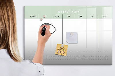 Dry erase board magnetic Weekly plan with space for photos