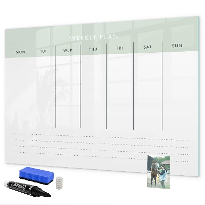 Dry erase board magnetic Weekly plan with space for photos