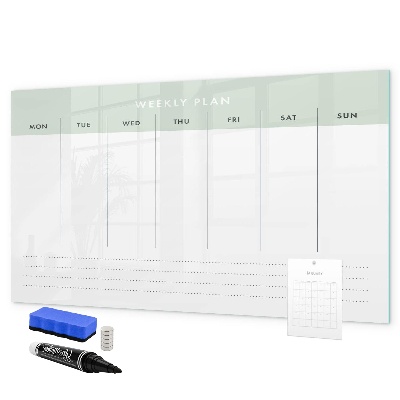 Dry erase board magnetic Weekly plan with space for photos