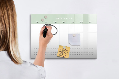 Dry erase board magnetic Weekly plan with space for photos