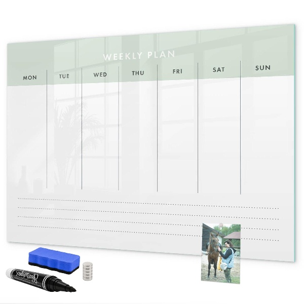 Dry erase board magnetic Weekly plan with space for photos