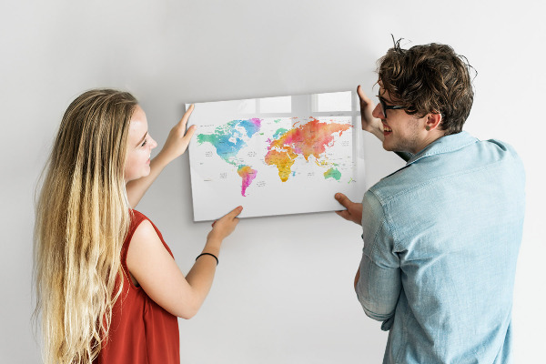 Magnetic dry erase board Memories Map with Personal Photos