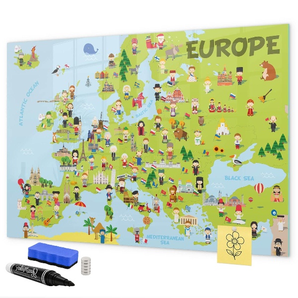 Magnetic dry erase board Interactive map of Europe to mark your travels