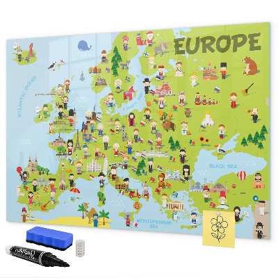 Magnetic dry erase board Interactive map of Europe to mark your travels