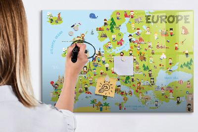 Magnetic dry erase board Interactive map of Europe to mark your travels