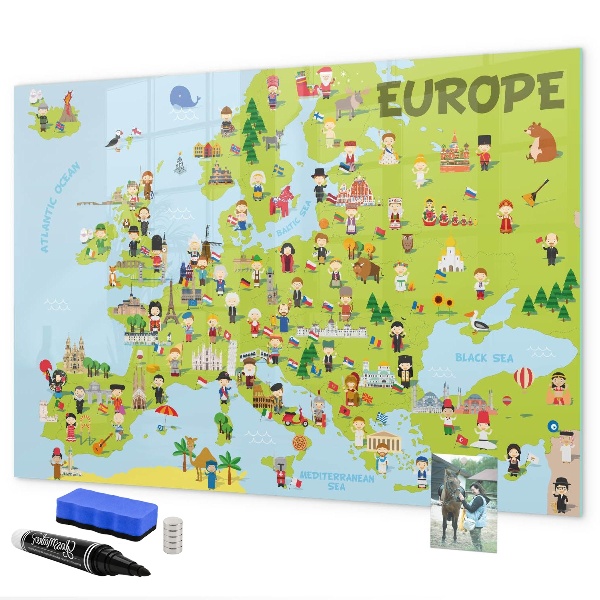 Magnetic dry erase board Interactive map of Europe to mark your travels