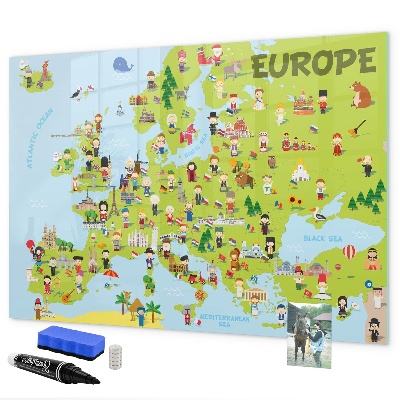 Magnetic dry erase board Interactive map of Europe to mark your travels