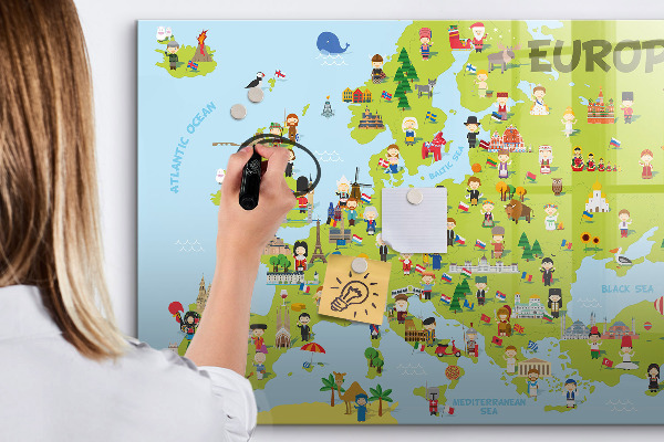 Magnetic dry erase board Interactive map of Europe to mark your travels