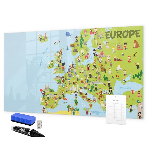 Magnetic dry erase board Interactive map of Europe to mark your travels