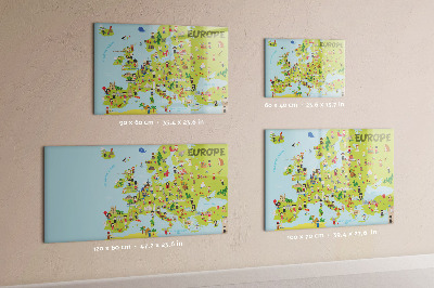 Magnetic dry erase board Interactive map of Europe to mark your travels