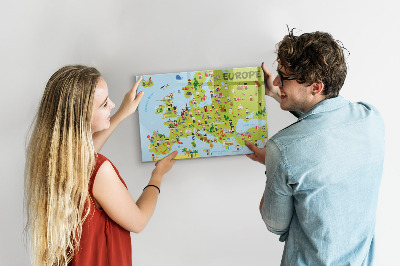 Magnetic dry erase board Interactive map of Europe to mark your travels