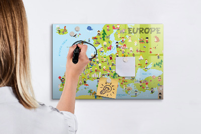 Magnetic dry erase board Interactive map of Europe to mark your travels