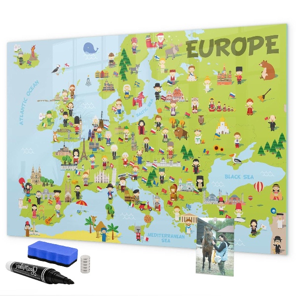 Magnetic dry erase board Interactive map of Europe to mark your travels