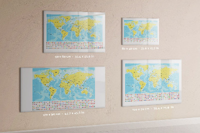 Dry erase board magnetic A world map for personalization and memories