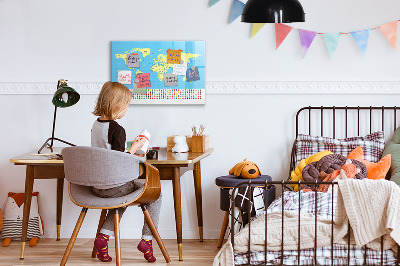 Magnetic dry erase board World map with photo locations
