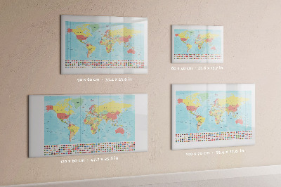 Dry erase board magnetic World map with places to mark