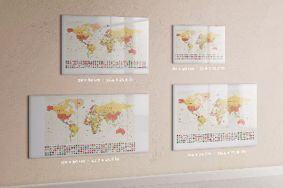 Magnetic dry erase board World map for photo personalization