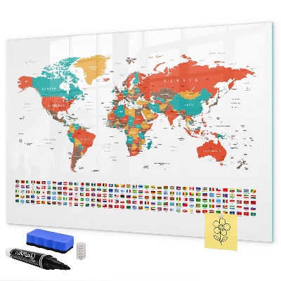 Magnetic dry erase board Interactive world map with photos