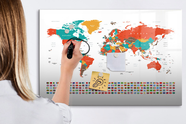 Magnetic dry erase board Interactive world map with photos