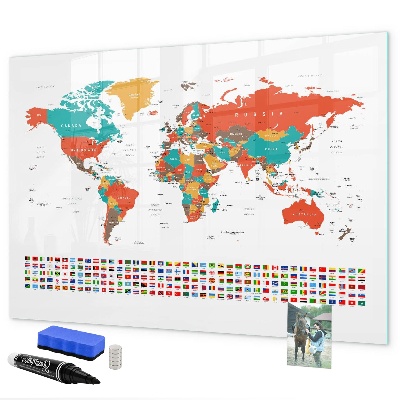 Magnetic dry erase board Interactive world map with photos