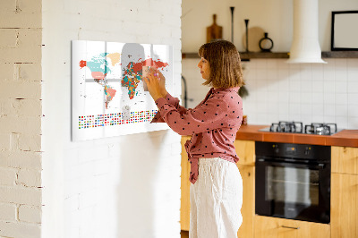 Magnetic dry erase board Interactive world map with photos