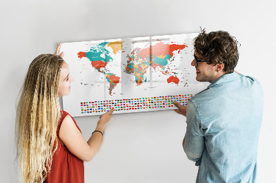 Magnetic dry erase board Interactive world map with photos