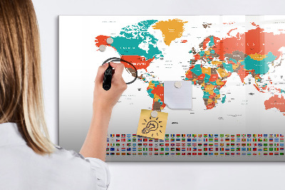 Magnetic dry erase board Interactive world map with photos