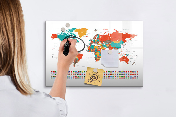 Magnetic dry erase board Interactive world map with photos