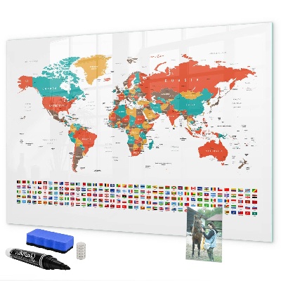 Magnetic dry erase board Interactive world map with photos