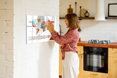 Magnetic dry erase board Interactive world map with photos