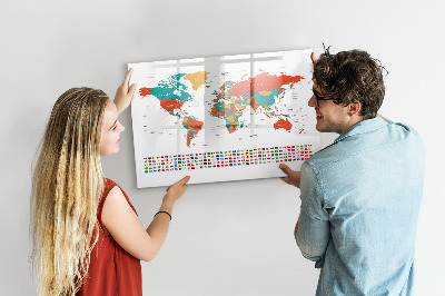 Magnetic dry erase board Interactive world map with photos