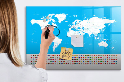 Dry erase board magnetic World map with photo locations