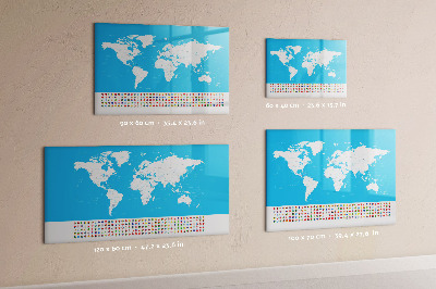 Dry erase board magnetic World map with photo locations