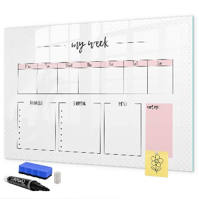 Dry erase board magnetic Weekly planner with space for photos