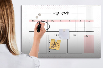 Dry erase board magnetic Weekly planner with space for photos