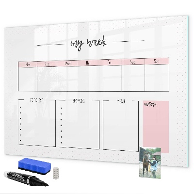 Dry erase board magnetic Weekly planner with space for photos
