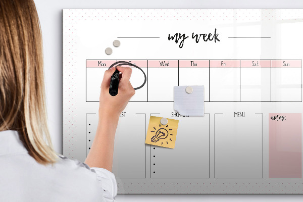 Dry erase board magnetic Weekly planner with space for photos