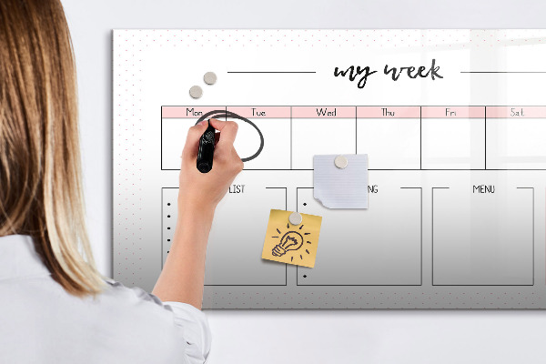 Dry erase board magnetic Weekly planner with space for photos