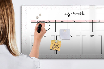 Dry erase board magnetic Weekly planner with space for photos