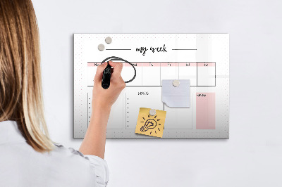 Dry erase board magnetic Weekly planner with space for photos