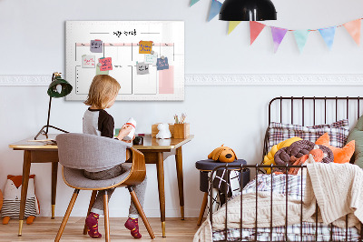 Dry erase board magnetic Weekly planner with space for photos