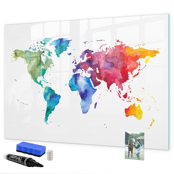 Dry erase board magnetic A colorful map for memories and notes