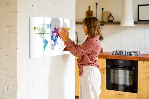 Dry erase board magnetic A colorful map for memories and notes