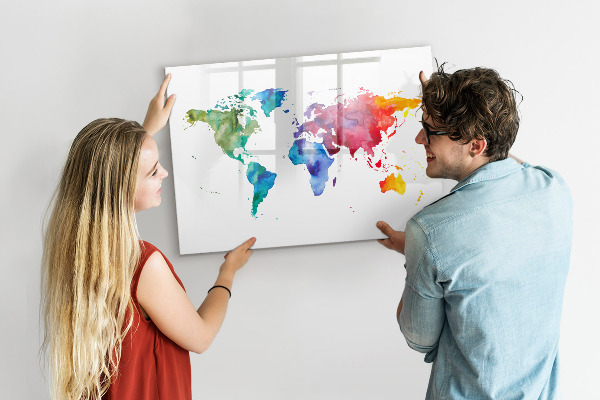 Dry erase board magnetic A colorful map for memories and notes