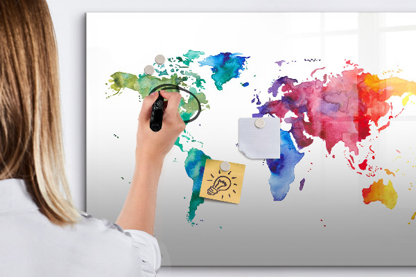 Dry erase board magnetic A colorful map for memories and notes