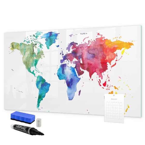 Dry erase board magnetic A colorful map for memories and notes