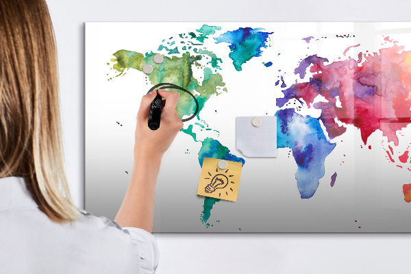 Dry erase board magnetic A colorful map for memories and notes