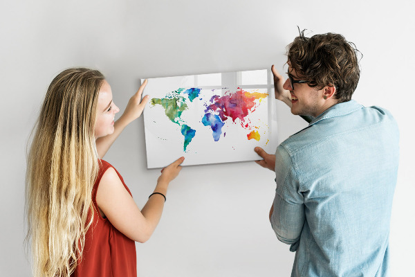 Dry erase board magnetic A colorful map for memories and notes