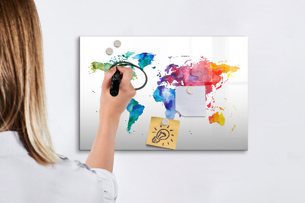 Dry erase board magnetic A colorful map for memories and notes