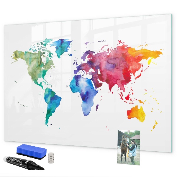 Dry erase board magnetic A colorful map for memories and notes